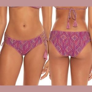 NEW Becca [ XS ] Mosaic Corset Tie‎ Hipster Bikini Bottoms in Berry